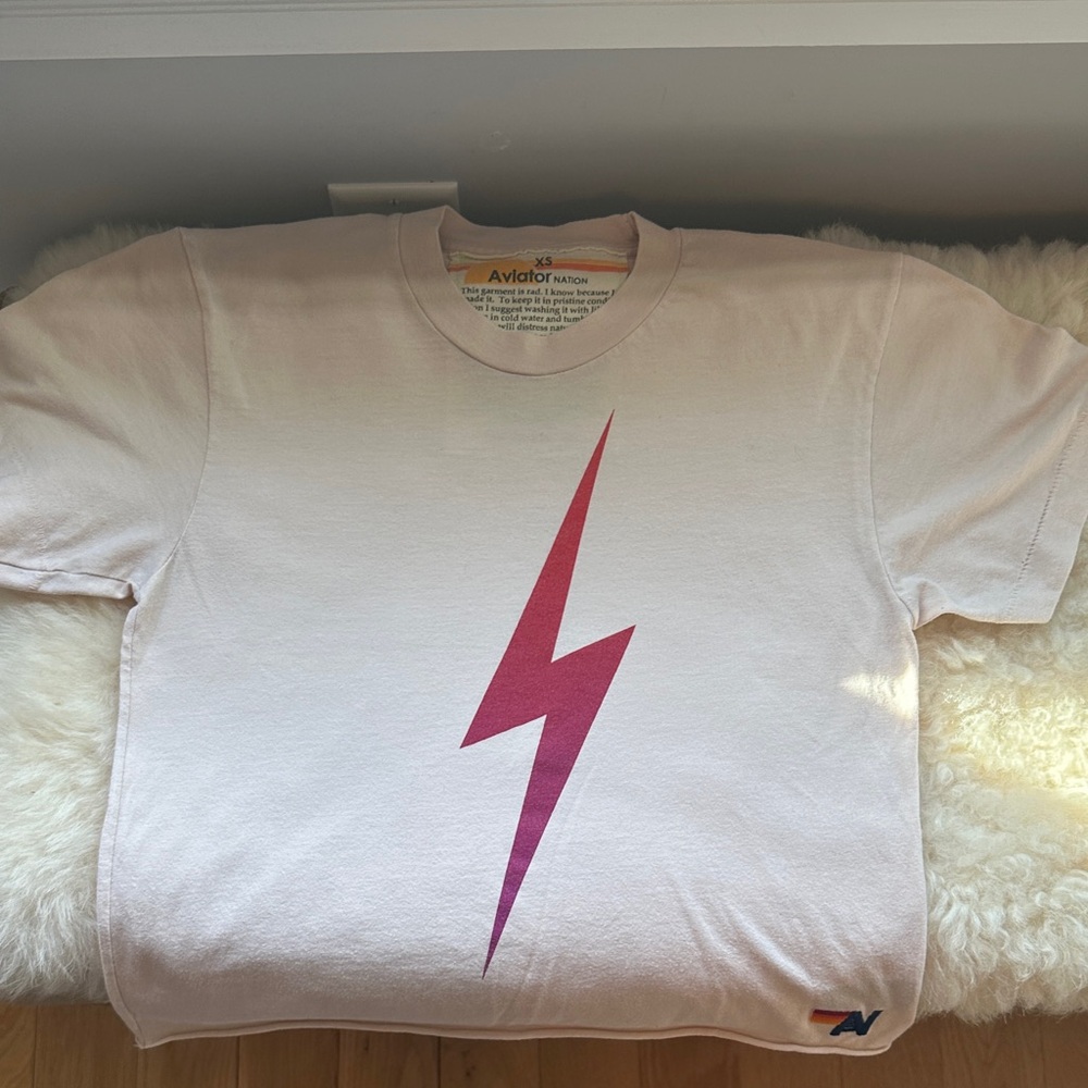 Aviator Nation Tee with Magenta Lightning Bolt